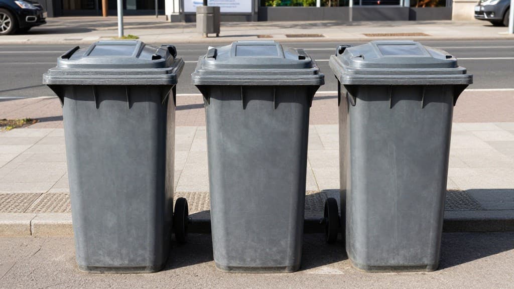 Öffentliche Recyclingbehälter in einem städtischen Umfeld